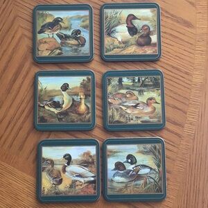 Vintage Wild Ducks Cork Backed Coasters Wildlife Pimpernel England Set Of 6